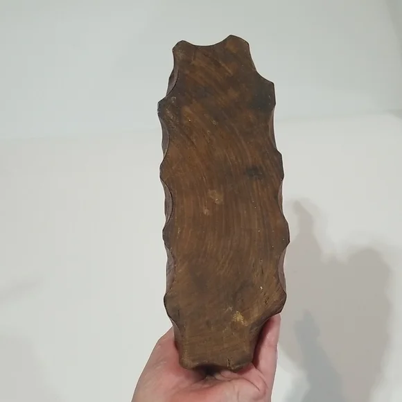 VINTAGE 14" Wooden Chunky Trunks Up Elephant on Attached Base - Picture 9 of 11